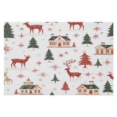 Imagem de CEBUGI Tapete de área 60 x 90 cm macio lavável tapete antiderrapante com suporte de borracha tapetes de área de veado de Natal para sala de estar, quarto, decoração de casa