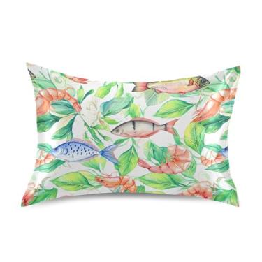 Imagem de Burbuja Fronha de cetim de plantas de peixe para cabelo e pele tamanho padrão 50,8 x 66 cm, fronha super macia antirrugas com fecho de envelope