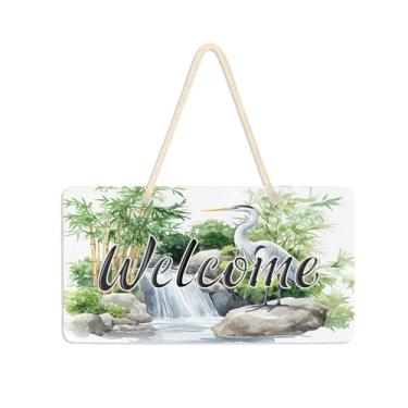 Imagem de Burbuja Placa de boas-vindas de pássaro em aquarela para porta da frente, placa de boas-vindas de PVC para decoração de férias, 15 x 28 cm