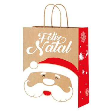 Imagem de Sacola De Papel M 29X24X12 Papai Noel Natal - Embalagem com 25 unidades.