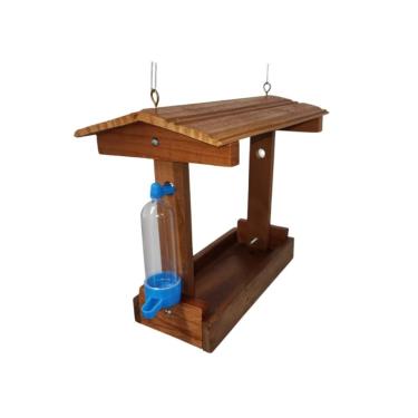 Imagem de Tratador com Bebedouro para Pássaros Livres Madeira Verniz