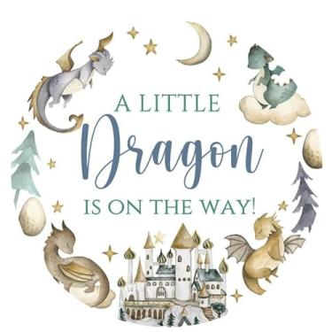 Imagem de Andrain Pratos de chá de bebê de dragão de 18 cm, 50 peças de pratos de sobremesa descartáveis decorativos de dragão de fantasia, pratos de papel para chá de bebê e meninos