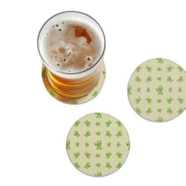 Imagem de Porta Copos Cute Green Alien Octopus Com Ilustração Personalizada - Tamanho 10x10 cm