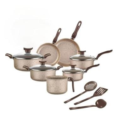 Imagem de Jogo De Panelas Antiaderente 10 Peças Teflon bianco Cor Bianco