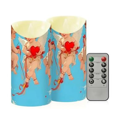 Imagem de Wassud Pacote com 2 velas três anjos sem chama com controle remoto, velas realistas cintilantes com temporizador, velas decorativas para Natal, casamento, festa, decoração de casa média