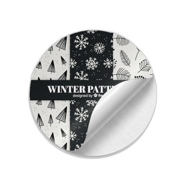 Imagem de Conjunto de 25 Adesivos Redondos Natalinos Coloridos para Decoração de Festas - Tamanho 30x30cm