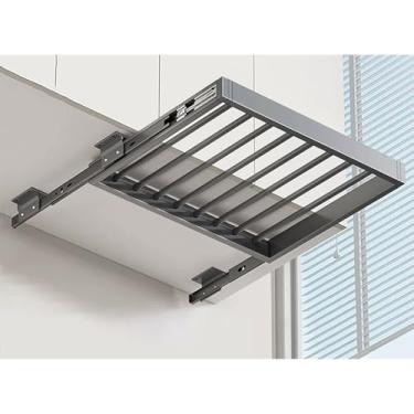 Imagem de Hhsdyl Estendal Ajustável Parede para Máquina Lavar Roupa, Barra Suspensa Móvel Poupa Espaço & Estendal Silencioso Deslizante para Calças, Organizador Lavandaria,Top buffer,7 rod 44cm