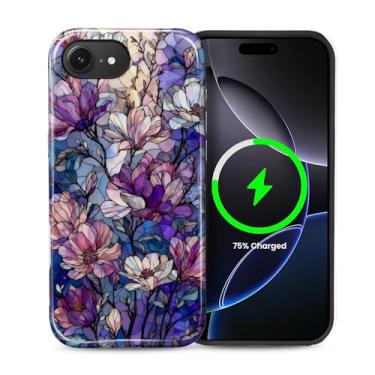 Imagem de ZHEGAILIAN Capa 2 em 1 para iPhone 16e 6,1 polegadas, compatível com MagSafe à prova de choque antiderrapante com capa de proteção total, design de impressão elegante texturizado brilhante para