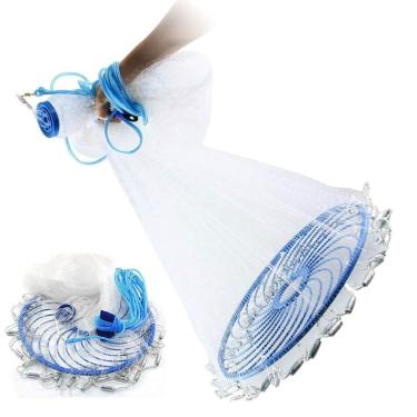 Imagem de Tarrafa Chinesa Rede Pesca Pescaria Malha Multifilamento Robalo Camarao Siri Lambari Tilapia Ciriguejo Mar Açude Rio