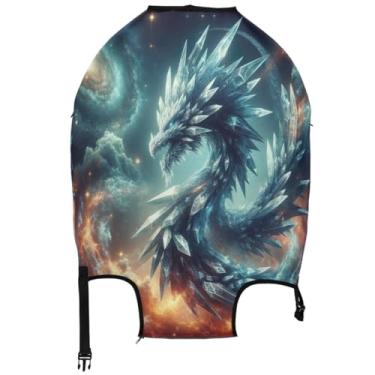 Imagem de Joisal Capa protetora de bagagem de desenho animado dragão azul nuvem lavável acessórios de bagagem de viagem engraçados, desenho animado dragão azul nuvem, L, Fits 26-28 Inch Case, Capa de mala