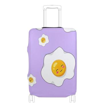 Imagem de Joisal Lindos ovos fritos, capas de bagagem roxas para protetores de mala, bagagem, viagem, férias, essenciais, P, serve para estojo de 45 a 50 cm, Ovos fritos fofos roxos, S 18-20 in, Capa de mala