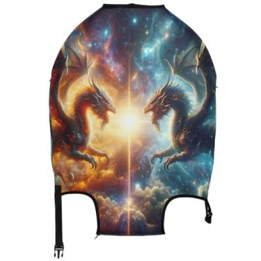 Imagem de Joisal Capa de mala com desenho animado brilhante Dragons para protetor de bagagem, lavável e colorido, presente de viagem, manga de bagagem,, Desenho animado legal de dragões brilhantes, S 18-20 in