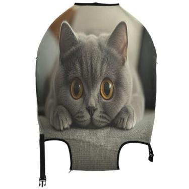 Imagem de Joisal Curious British Shorthair Capa de mala de gato protetor de bagagem anti-arranhões presentes de viagem manga de bagagem especial, Curious British Shorthair Cat, XL, Fits 29-32 Inch Case, Capa de
