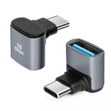 Imagem de Seminer Adaptador USB C de 90 graus para USB 3.1 OTG (pacote com 2), adaptador USB C tipo C macho para USB fêmea, transferência de dados de 10 G para smartphone, tablet, laptop