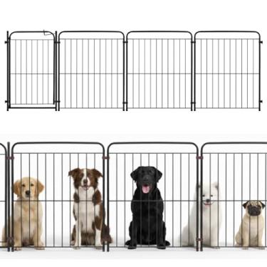 Imagem de Cercado Grade Canil Proteção Pet Cães Cão Cachorro Pequeno, Médido e Grande Modular Módulos e Portão, Cercado Proteção Piscina (Preto, Altura 82cm, 8 Paineis + 1 Portão)