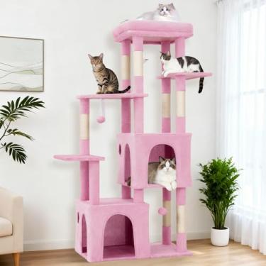 Imagem de Garvee Árvore para gatos de vários níveis de 155 cm para gatos internos, torre resistente para gatos adultos grandes e Maine Coon com poleiro extragrande, 2 apartamentos espaçosos, arranhadores de