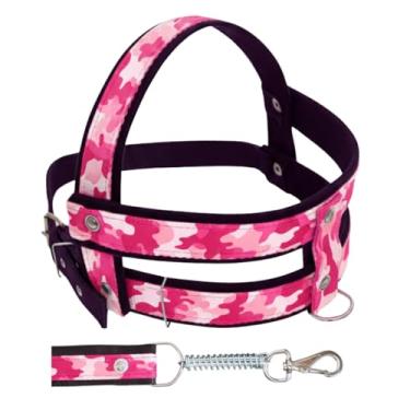 Imagem de Conjunto Peitoral Com Guia De Nylon Reforçado Super Resistente Para Cachorro Cão Grande Porte Anti Puxão (Rosa Camuflado, M)