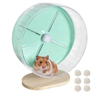 Imagem de Acsist Roda silenciosa para hamster, 26 cm, silenciosa, para hamster sírio, suporte antiderrapante e ajustável para gerbos, ratos ou outros animais de estimação pequenos, verde