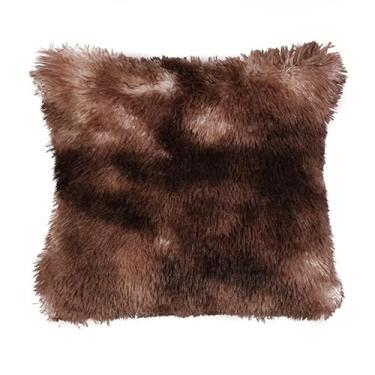 Imagem de Almofada Decorativa Peluda Felpuda 45x45 cm | Almofada Antialérgica com Enchimento de Fibra Siliconada, Macia e Confortável para Sofá Quarto Escritório (marrom mesclado)