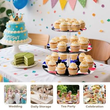 Imagem de Silhuetas Bandeira de Soldado Americano Tea Party Cupcake Suporte Redondo 3 Camadas Copo de Acrílico Torre de Bolo Decoração de Mesa Sobremesa Chá Servir Comida Decorações Formatura