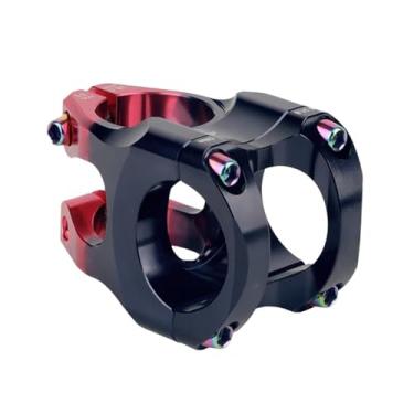 Imagem de Mesa de guidão Power Stem para mountain bike, 35 mm de comprimento, 0 graus, para bicicleta de estrada, 31,8 mm de comprimento, compatível com guidões de bicicleta de 31,8 mm.(Black-Red)