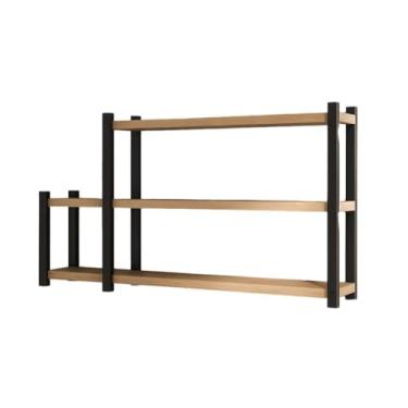 Imagem de Prateleira de Parede Suspensa Multiuso 3 Andares e Suporte Lateral Organizadora Madeira Cozinha Banheiro Escritório(Natural)