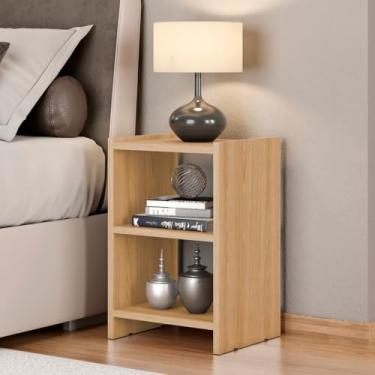 Imagem de Mesa de Cabeceira Pequena 30x45cm - Criado Mudo Compacto com Prateleira, Ideal para Quartos com Pouco Espaço(Freijó)