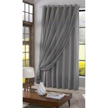 Imagem de Cortina Blackout Bloqueia Luz Solar Total - Proteção para Móveis e Sono Profundo, Medida Pronta para Quarto e Sala(Cinza voil liso)