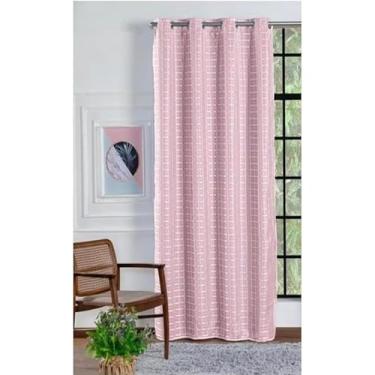 Imagem de Cortina Blackout Bloqueia Luz Solar Total - Proteção para Móveis e Sono Profundo, Medida Pronta para Quarto e Sala(Rosa xadrez)