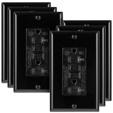 Imagem de Bates- Saída GFCI autoteste 20 Amp, pacote com 2, saída GFCI de 20 Amp preta com indicador LED e placa de parede, resistente a UV, listado pela UL