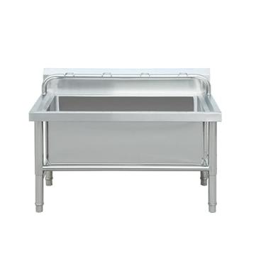 Imagem de Pia de esfregão de chão, pia de esfregão de chão comercial, varanda doméstica, lavatório de banheiro, pia de aço inoxidável de grande capacidade (60 cm/23,6 pol)