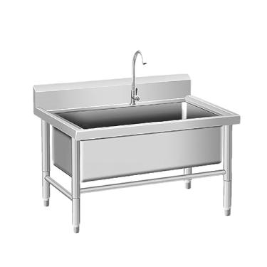 Imagem de Bacia de serviço de esfregão de aço inoxidável com pia profunda, pia de esfregão de piso comercial, balde de esfregão de banheira utilitária, pia de lavanderia, para cozinha/restaurante/negócios