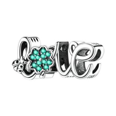 Imagem de Pulseira De Charms Em Prata Esterlina 925 Com Laço Rosa E Trevo De Qua