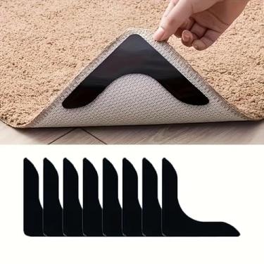 Imagem de 8 peças de adesivos e adesivos antiderrapantes tipo L, adequados para sala de estar, sala de jantar, azulejo de banheiro e áreas de piso de madeira, evita movimento e deslizamento, garante que o