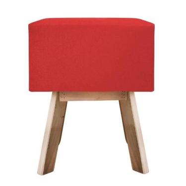 Imagem de Puff Banqueta Quadrada Retrô Suede - Vermelha - Ecopuff