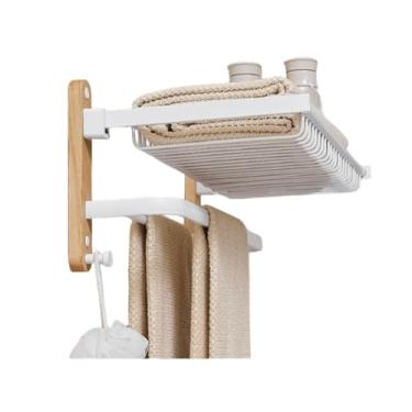 Imagem de Conjuntos de ferragens de banheiro toalheiro suporte de papel barra de toalha gancho prateleira acessórios de banheiro kit branco, barra dupla 50 cm (rack de coruja 60 cm)