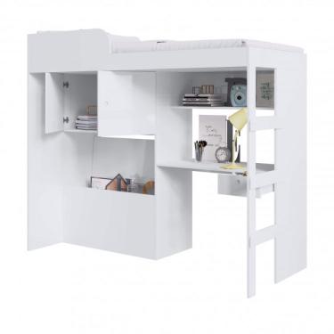 Imagem de Cama Multifuncional Com Báu E Estação De Trabalho Lion Montana Art In Móveis Branco