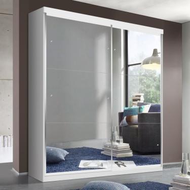 Imagem de Guarda Roupa Solteiro 2 Portas De Correr 2 Gavetas E 6 Espelhos Salvador Top Yescasa Branco