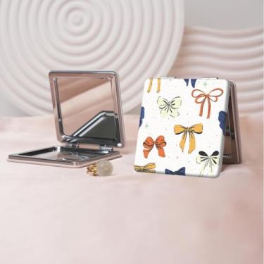 Imagem de Y2K Espelho de maquiagem portátil estilo milenar, mini espelho de maquiagem portátil dobrável, espelho de contorno quadrado compacto de dupla face, adequado para todos em várias ocasiões