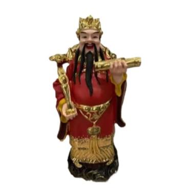 Imagem de FENNYYAR Ornamento de escultura de estátua de Buda de resina, 38 cm e 37,8 cm, decoração de mesa para casa