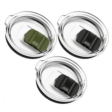 Imagem de Tampa de copo de 590 ml, tampas de substituição compatíveis com copo YETI de 590 ml, caneca de 10/680 g e Lowball de 283 g, pacote com 3 tampas de copo à prova de derramamento com interruptor