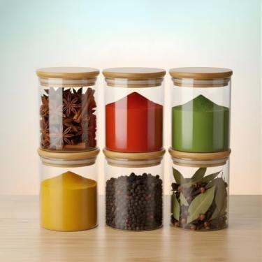Imagem de Kit Porta Temperos 200ML Condimentos Potes Herméticos de Vidro Tampa de Bambu (6)