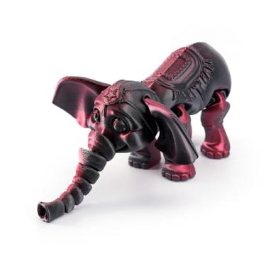 Imagem de Estatueta colecionável de elefante de desenho animado preto vermelho impresso em 3D para decoração de mesa executiva de escritório doméstico
