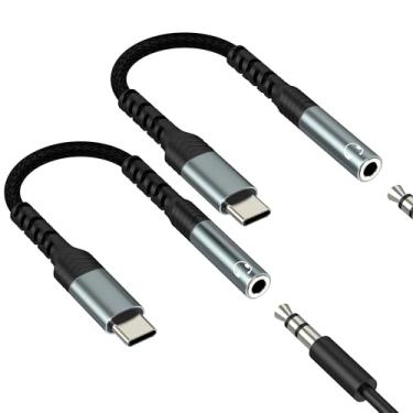 Imagem de Adaptador de áudio USB C para 3,5 mm (pacote com 2) para fones de ouvido iPhone 17 16 15 Pro Max para cabo Apple tipo C Dongle compatível com Samsung Galaxy S25 S24 DAC acessórios de carro com fio