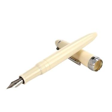 Imagem de EPANO Caneta-tinteiro 0,5 mm Prata Clip Canetas de Tinta Escrita Estudante Artigos de Papelaria Material Escolar e Escritório (Marfim)