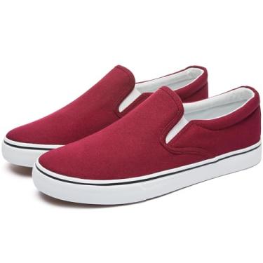 Imagem de yageyan Tênis masculino sem cadarço, mocassins, preto, branco, casual, moderno, Vinho tinto, 45