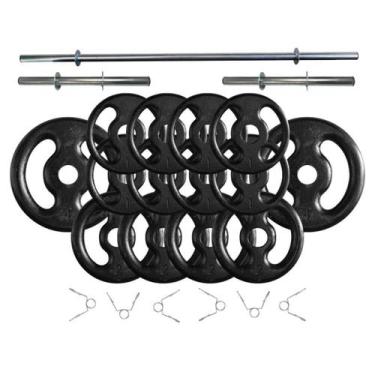 Imagem de Kit Anilhas e Barras para Musculação - 23 Peças - 2M