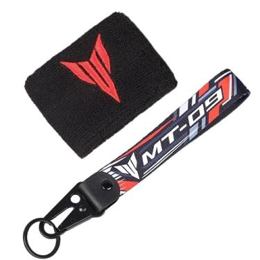 Imagem de Conjunto de meias e chaveiro para reservatório de fluido de freio dianteiro de motocicleta compatível com MT09 MT 09 MT-09 SP MT09SP Tracer 9GT Tracer 9 (vermelho)