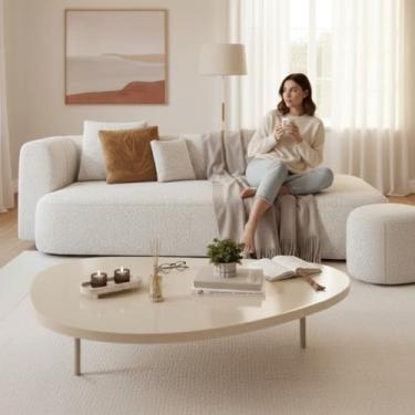 Imagem de Mesa Centro Organico Sala Design Decorativa (Off White)