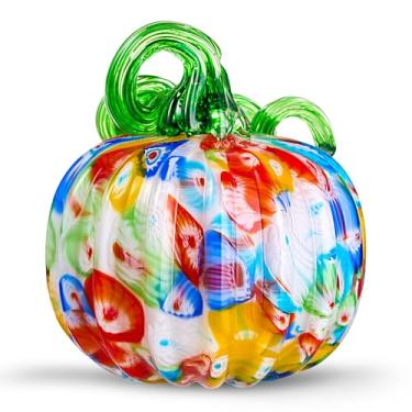 Imagem de Estatuetas colecionáveis de abóbora de vidro soprado à mão, peso de papel de abóbora de vidro, decoração de ação de graças, decoração de casa, decoração de escritório. (várias cores)